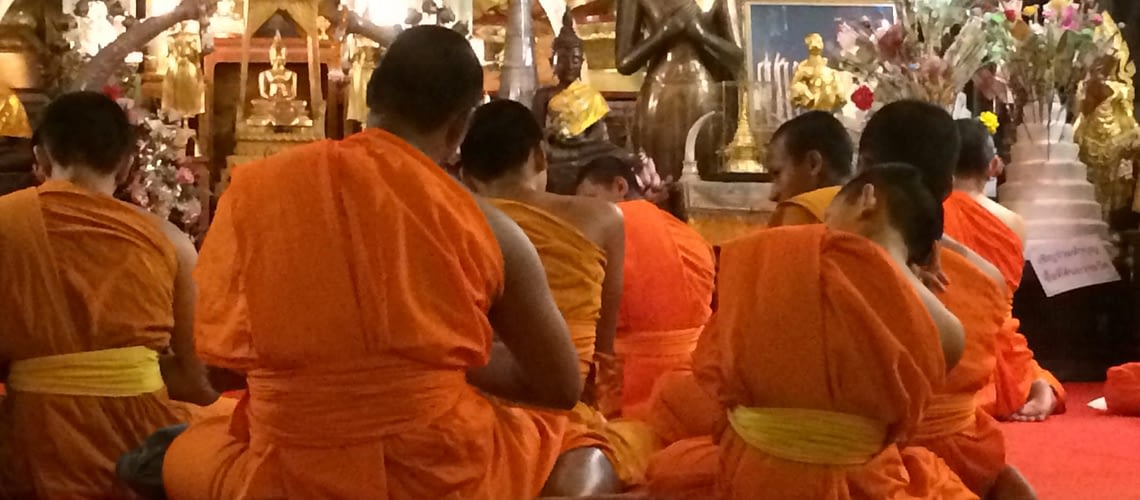 Monks novices meditators Vipassana meditation at Wat Doi Suthep Chiang Mai