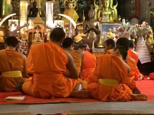 Monks novices meditators Vipassana meditation at Wat Doi Suthep Chiang Mai