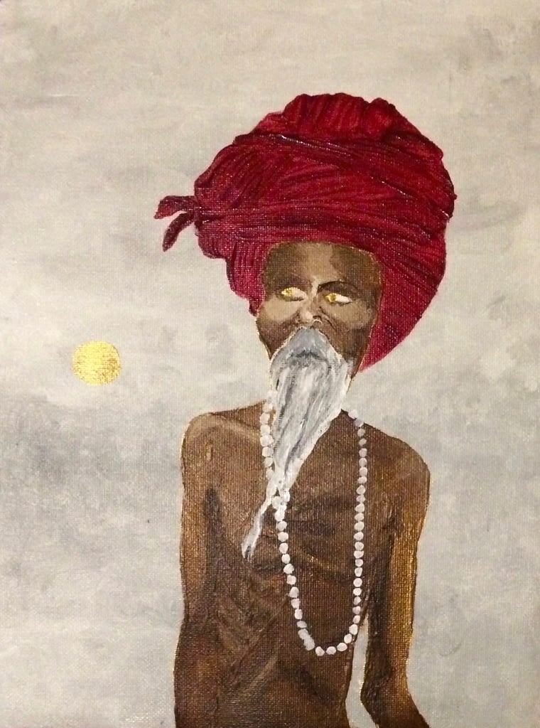 Painting Draft of Indian Baba in Red Turban for Kuala Lumpur Commission- Yona Unbound
