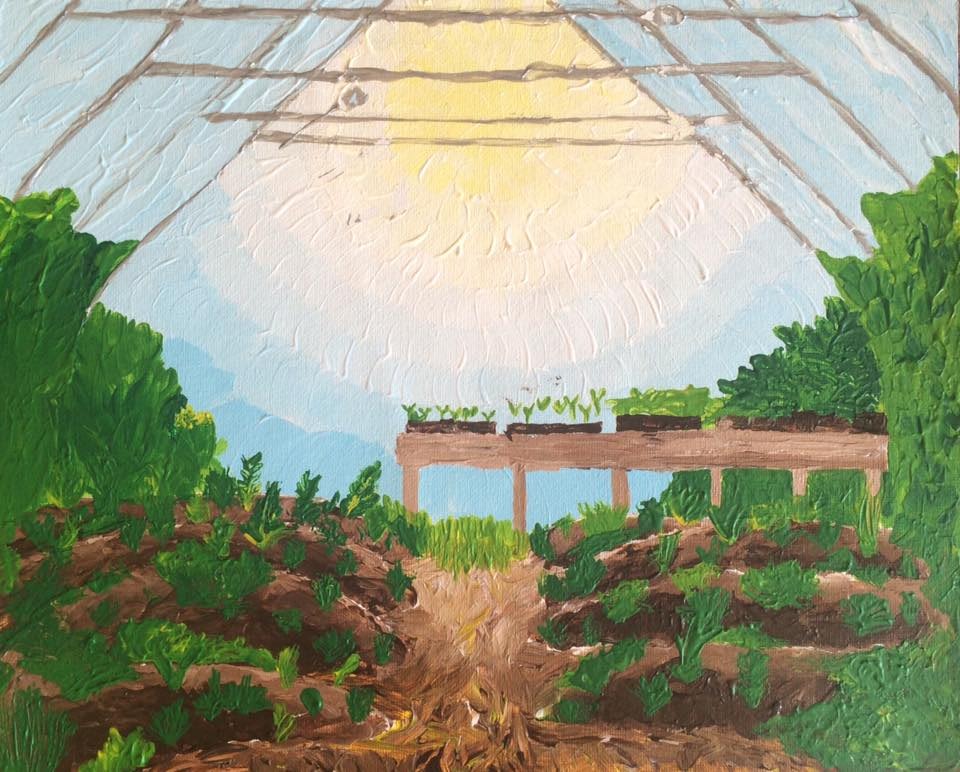 Hoop House and Permaculture in Kodiak Alaska Impressionist Garden Painting